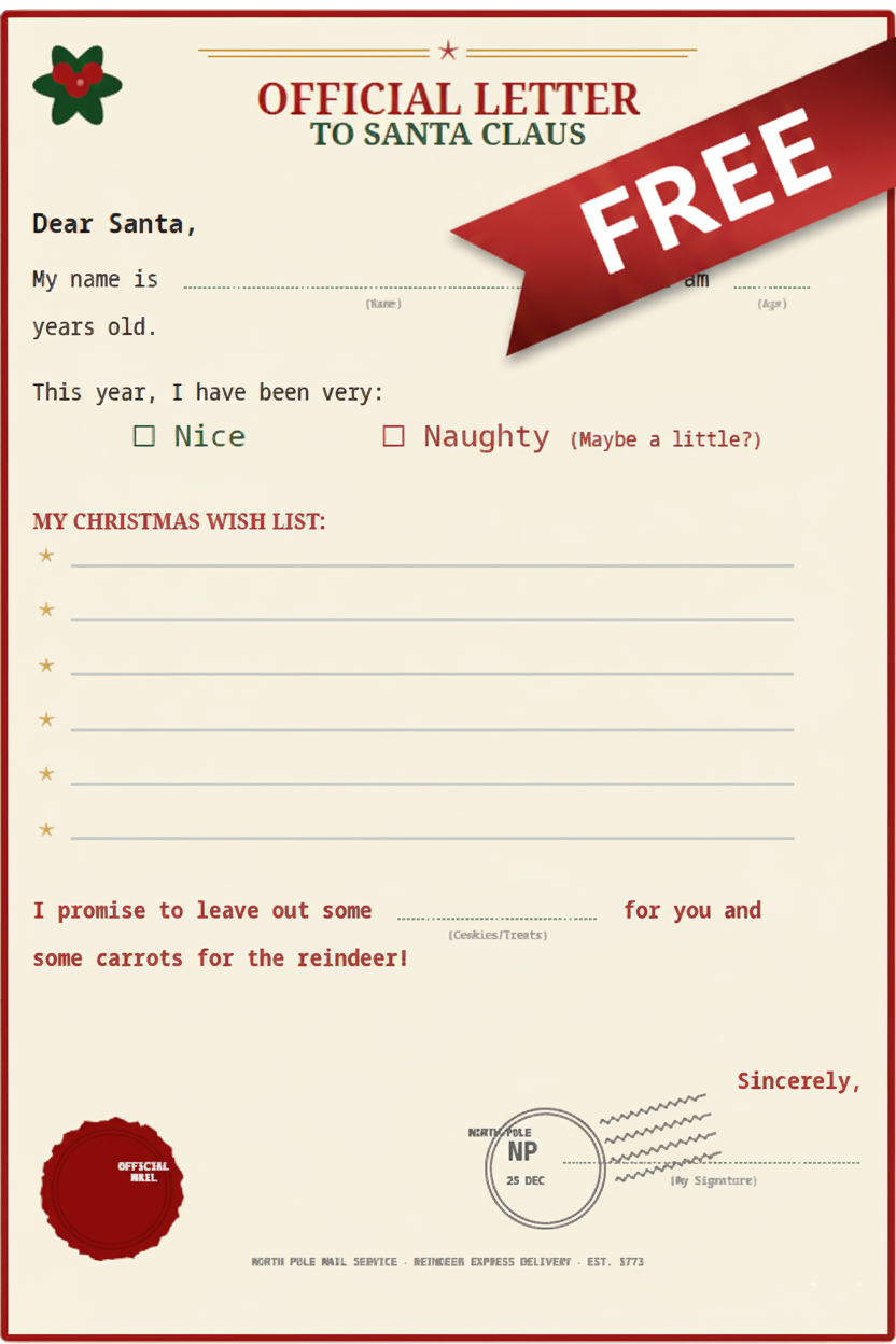 Free Printable Letter to Santa