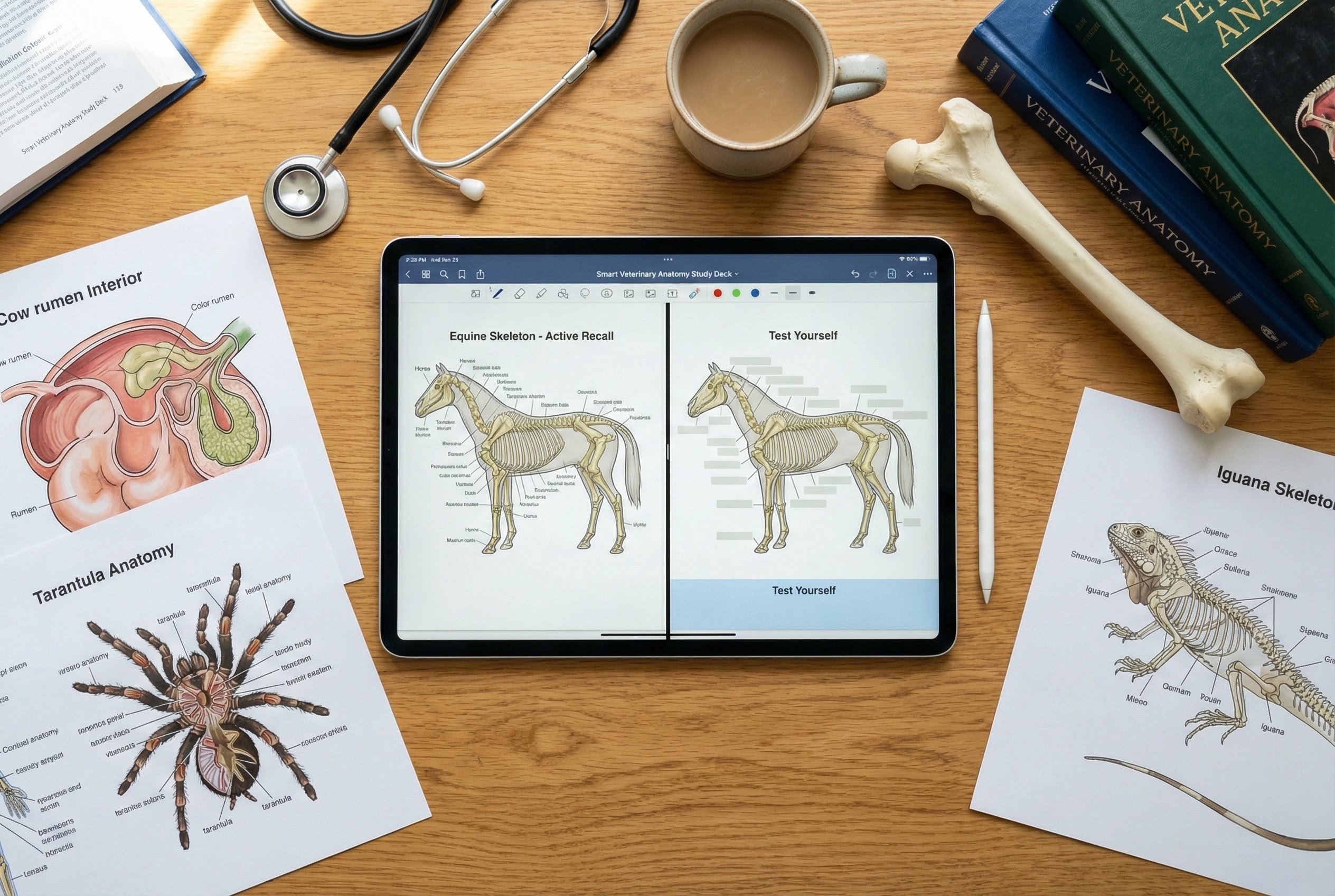 Smart Veterinary Anatomy Study Deck: Active Recall System (Domestic & Exotics)